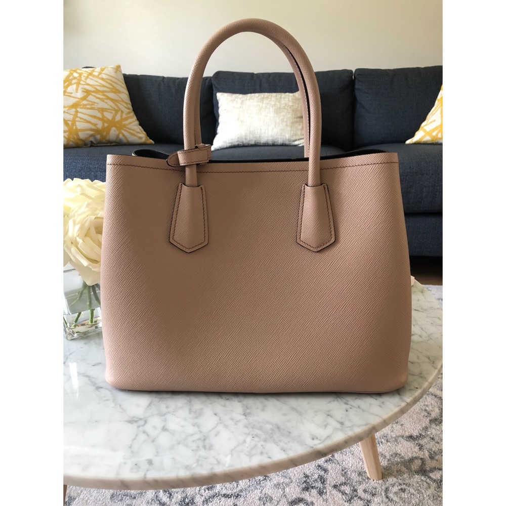 PRADA Saffiano Cuir Double  Bag in Cammeo - Picture 2 of 8